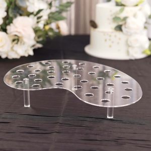 35-Slot Acrylic Ice Cream Cone Display Stand 16" Clear - Mini Snow Cone Holder Tray for Events